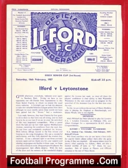 Ilford v Leytonstone 1957 - Essex Senior Cup - football programme