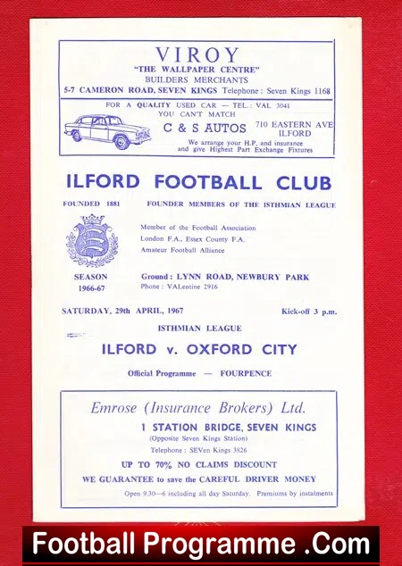 Ilford v Oxford City 1967