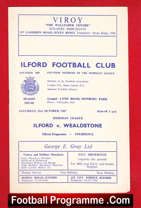 Ilford v Wealdstone 1967