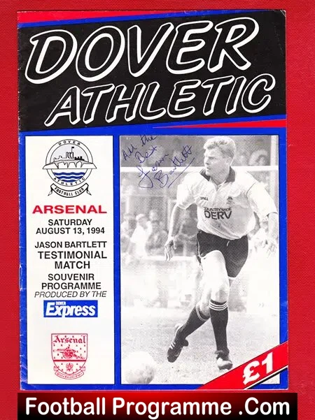 Jason Bartlett Testimonial Benefit Match Dover Athletic – SIGNED