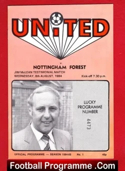Jim McLean Testimonial Benefit Match Dundee United 1984 - football programme