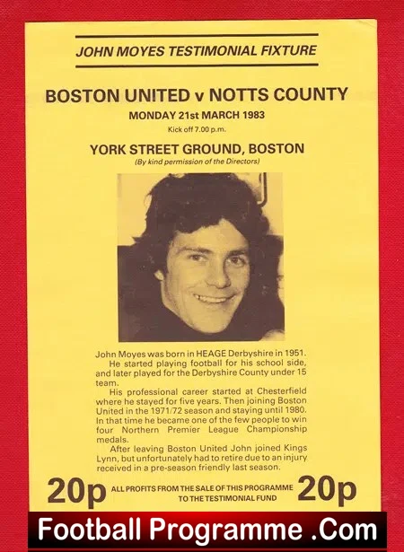John Moyes Testimonial Benefit Match Boston United 1983
