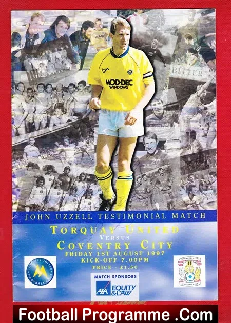 John Uzzell Testimonial Benefit Match Torquay United 1997 Signed