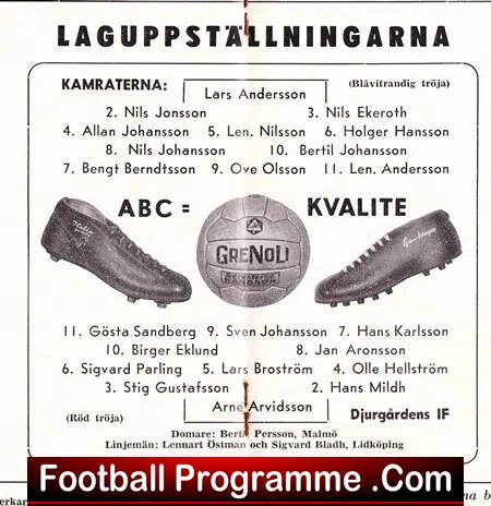 Kamraterna IFK Goteborg v Djurgardens 1959 - Ullevi Sweden
