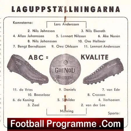 Kamraterna IFK Goteborg v Sparta 1959 - Ullevi Sweden
