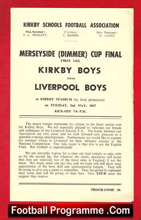 Kirkby Boys v Liverpool Boys 1967 – Merseyside Cup Final 1st Leg