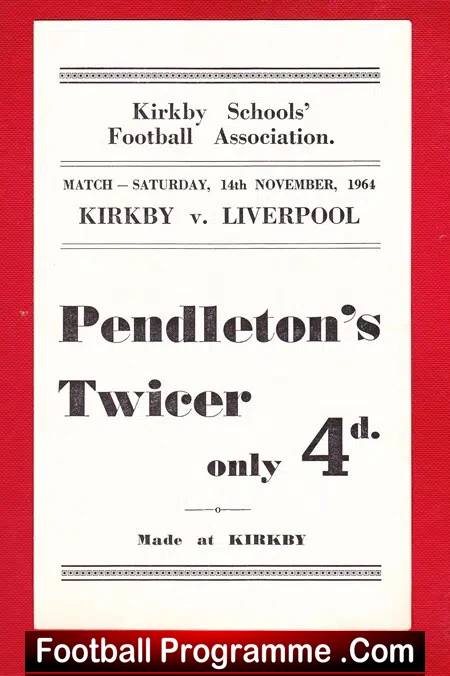 Kirkby v Liverpool 1964 - School Boys match