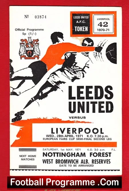 Leeds United v Liverpool 1971 – European Fairs Cup Semi Final