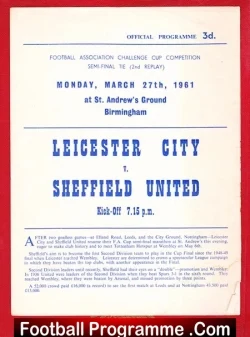 Leicester City v Sheffield United 1961 FA Cup Semi Final Replay