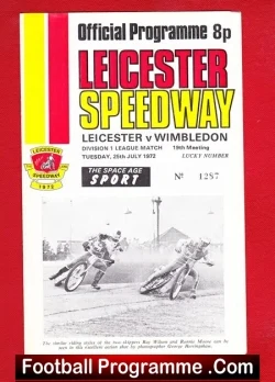 Leicester Speedway v Wimbledon 1972 - speedway programme