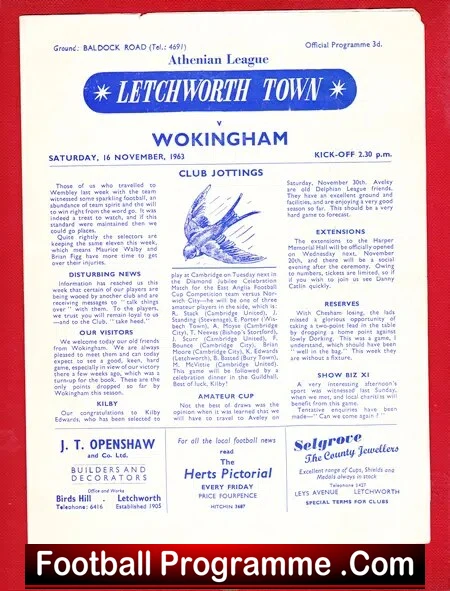 Letchworth Town v Wokingham 1963