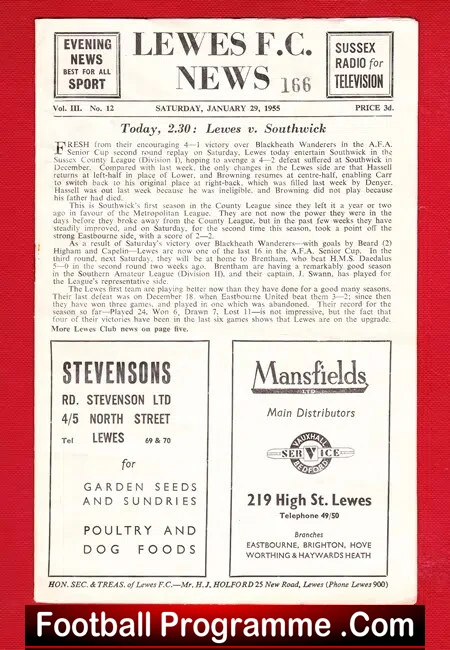 Lewes v Southwick 1955