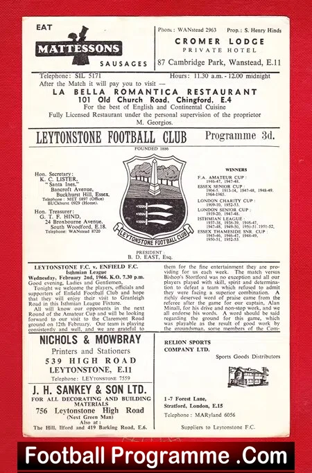 Leytonstone v Enfield 1966