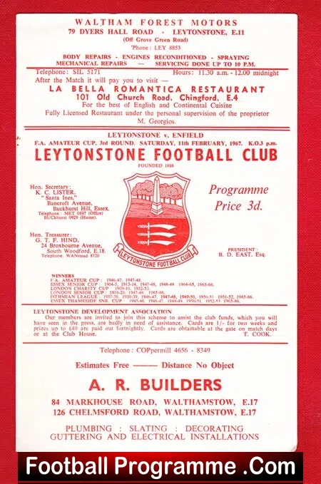 Leytonstone v Enfield 1967 – FA Amateur Cup