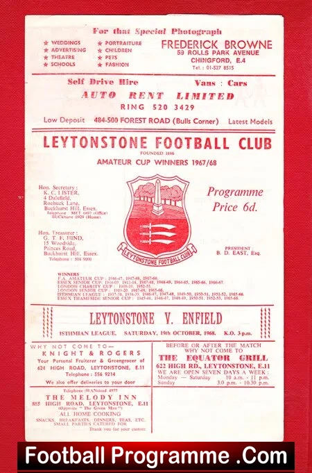 Leytonstone v Enfield 1968 – to clear