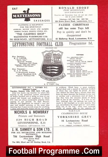 Leytonstone v Ilford 1965