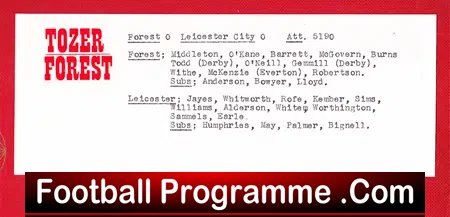 Liam O'Kane Testimonial Benefit Nottingham Forest 1977 - Signed