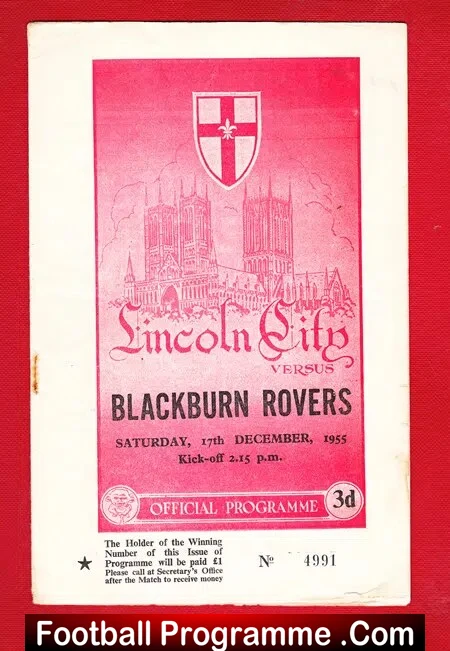 Lincoln City v Blackburn Rovers 1955