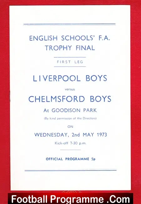 Liverpool Boys v Chelmsford Boys 1972 – Schoolboys Trophy Final