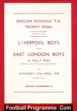 Liverpool Boys v East London Boys 1970 – School Boy Trophy Final