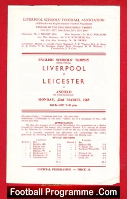 Liverpool Boys v Leicester Boys 1965 – School Boys Semi Final