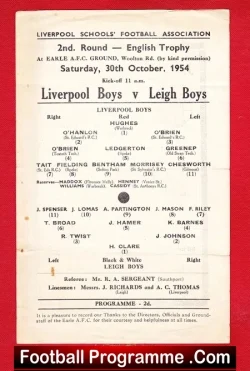 Liverpool Boys v Leigh Boys 1954 – Earle AFC Ground