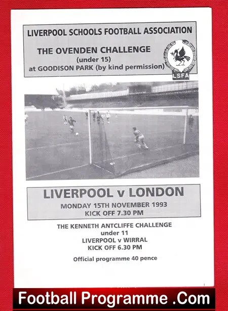Liverpool Boys v London Boys 1993 – At Goodison Park Everton