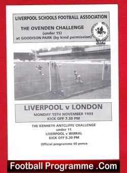 Liverpool Boys v London Boys 1993 – At Goodison Park Everton