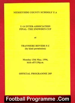 Liverpool Boys v Sefton 1996 – Under 14 Cup Final at Tranmere