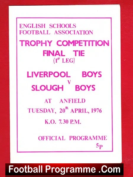 Liverpool Boys v Slough Boys 1976 - Trophy Cup Final