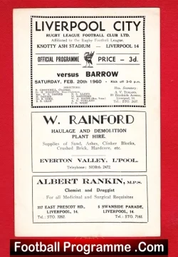 Liverpool City Rugby v Barrow 1960 – Knotty Ash Stadium