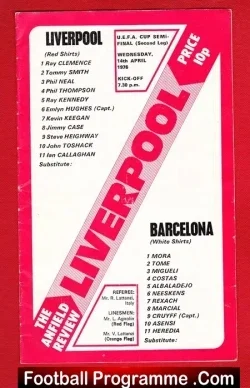 Liverpool v Barcelona 1976 - UEFA Cup Semi Final 2nd Leg - football programme