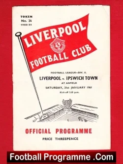 Liverpool v Ipswich Town 1961 - football programme