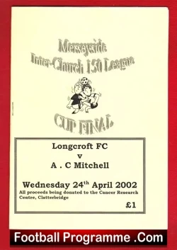 Longcroft v AC Mitchell 2002 - Liverpool Boys Merseyside Final - football programme