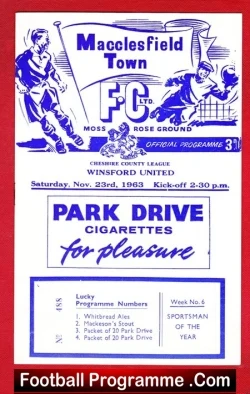 Macclesfield Town v Winsford United 1963 – Cheshire League