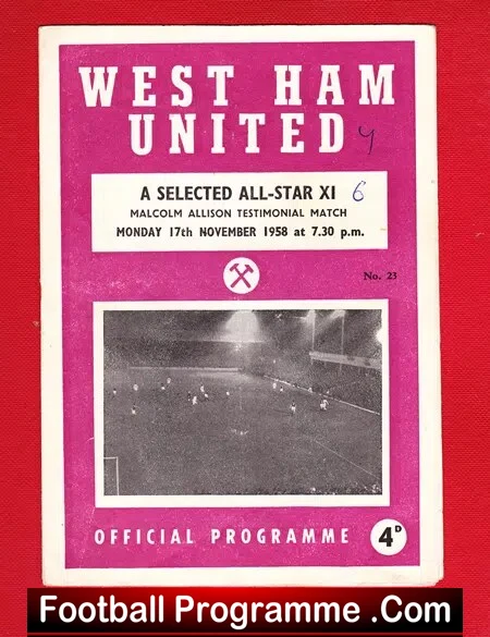 Malcolm Allison Testimonial Benefit Match West Ham United 1958 B Charlton