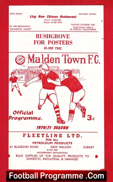 Malden Town v Camberley 1970