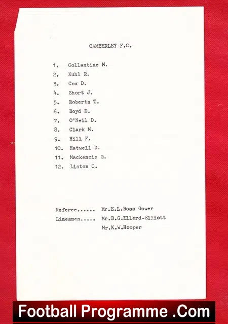 Malden Town v Camberley 1970