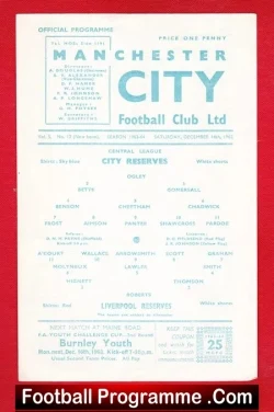 Manchester City v Liverpool 1963 – Reserves Match