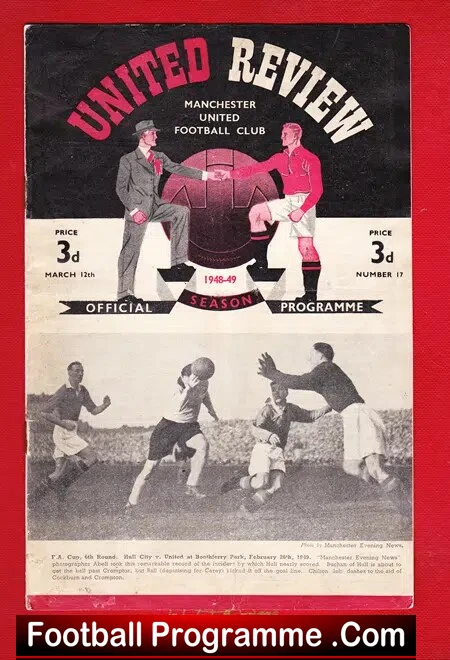 Manchester United v Stoke City 1949 – Signed Johnny Downie