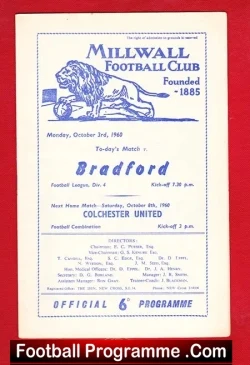 Millwall v Bradford 1960