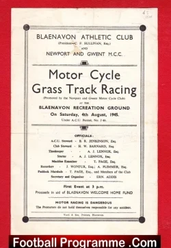 Motor Cycle Grass Track Racing at Blaenavon Newport Gwent 1945