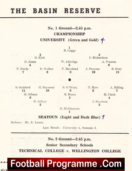 New Zealand Wellington Football - Basin Reserve 1956 - 1