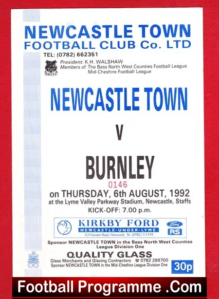 Newcastle Town v Burnley 1992 – Multi Autographs