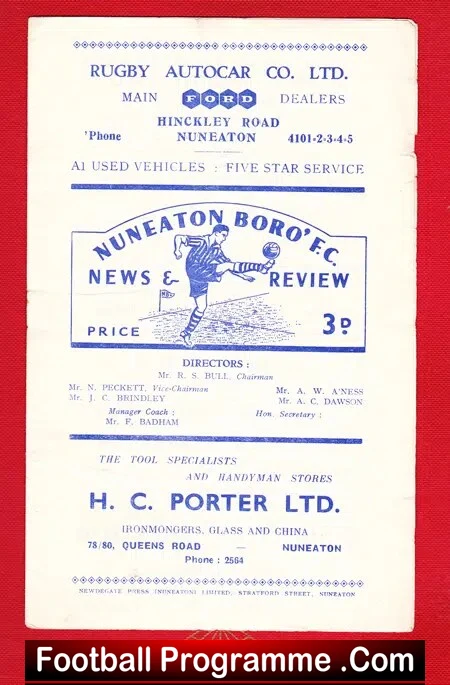 Nuneaton Borough v Rugby Town 1960s – Birmingham Senior Cup