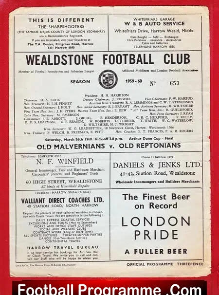 Old Malvernians v Old Reptonians 1960 – Final at Wealdstone