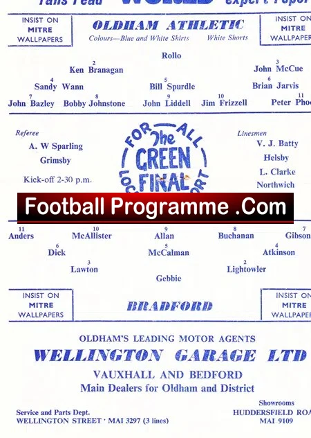 Oldham Athletic v Bradford 1960
