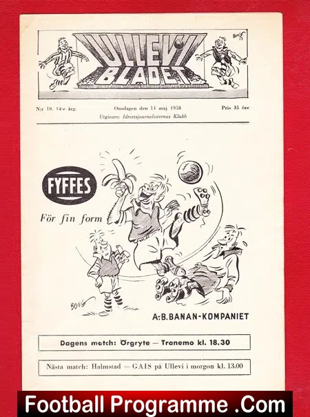 Orgryte v Tranemo 1958 - Sweden Football Team
