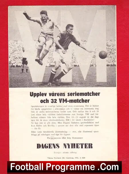 Orgryte v Tranemo 1958 - Sweden Football Team