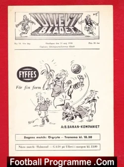 Orgryte v Tranemo 1958 - Sweden Football Team - football programme